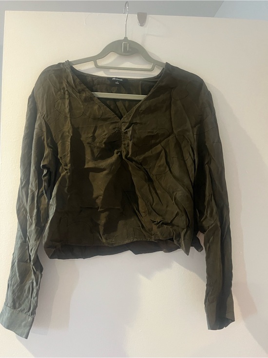 Madewell Tops - Dark olive green long sleeve cropped blouse